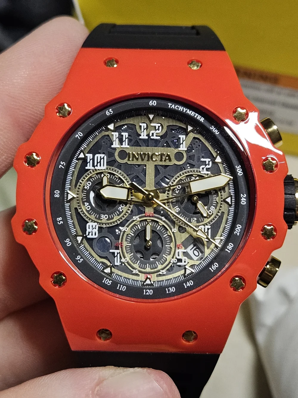 Invicta Racing Vaulthan Men's Red Chronograph Skeleton Dial Watch